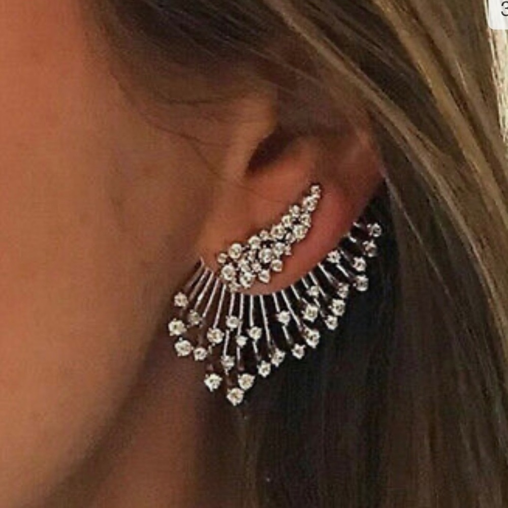 Silver Stars Cuff Earrings toned stars earring cuff earrings new